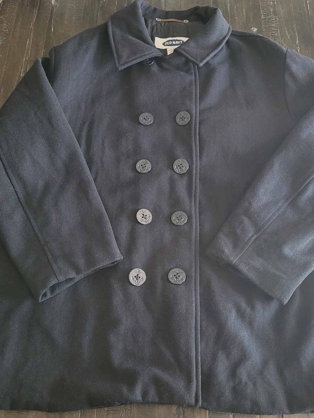 OLD NAVY Mens Size XL Wool Blend Lined 8 Button Pocketed Over Coat‎